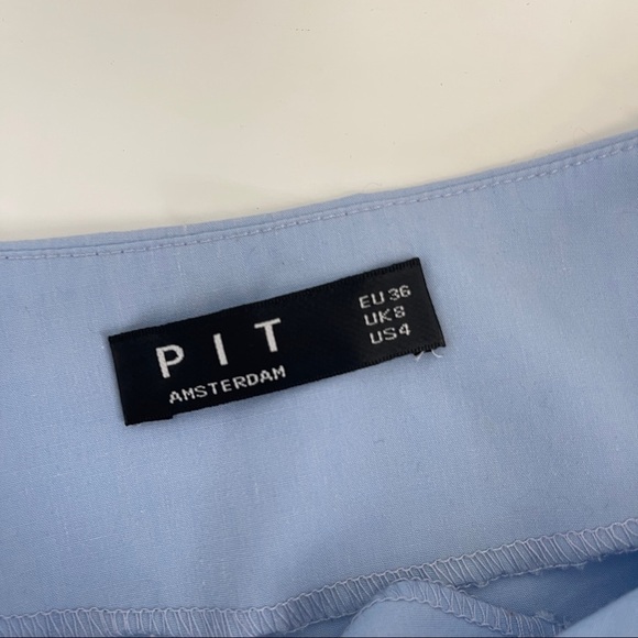 BLUE PUFFER SLEEVE BLOUSE SIZE 4 - Picture 6 of 6